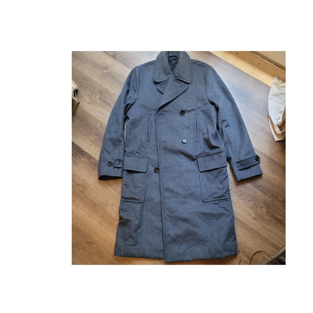 Quince Mens L wool long coat nwot charcoal gray